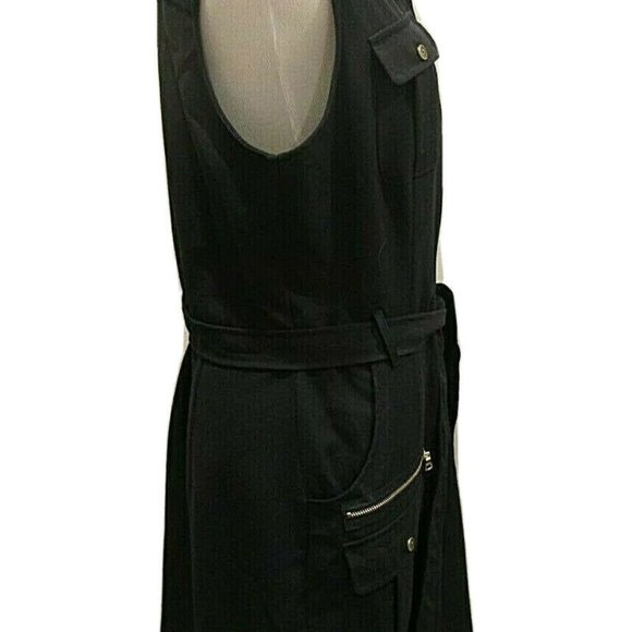 SHARANGANO Navy Blue Collared Tie Waist Dress - Picture 6 of 7